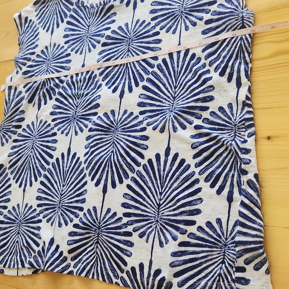 Joie 100% Linen Blouse Cap Sleeve Coastal White Blue L - Picture 11 of 16